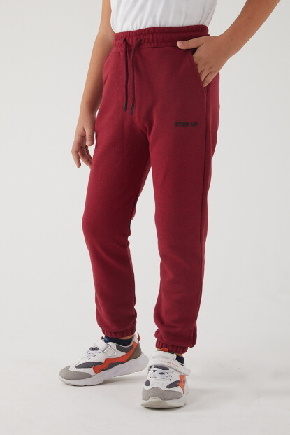 2D2B  Erkek Çocuk 3 İplik Cepli Beli Ve Paçası Lastikli Baskılı Okul Eşofman Altı