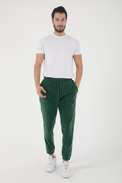 2D2B Erkek Regular Nakışlı Paça Lastikli  Cepli Polar Eşofman Altı