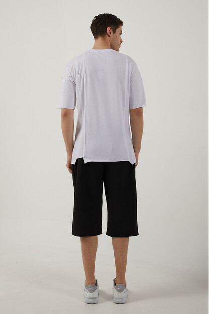 Erkek Uzun Düz Renk Örme Şort-Kapri