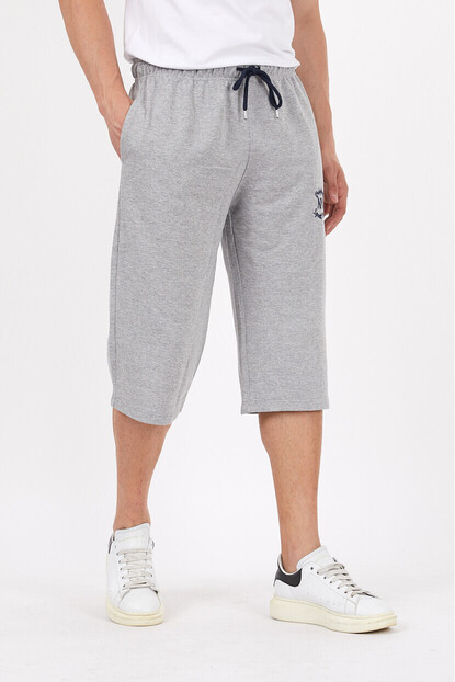 Erkek Uzun Düz Renk Örme Şort-Kapri