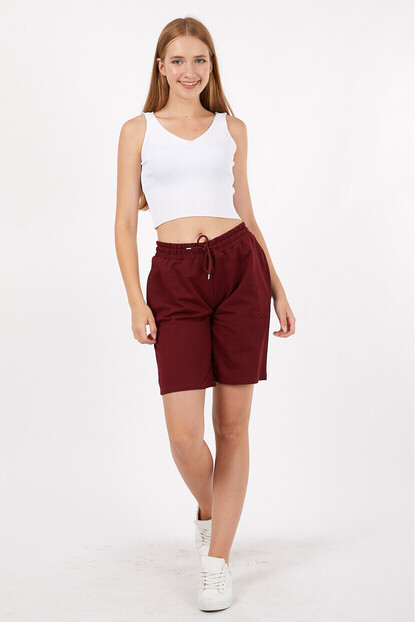 Kadın Basic Uzun Örme Şort-Bermuda 