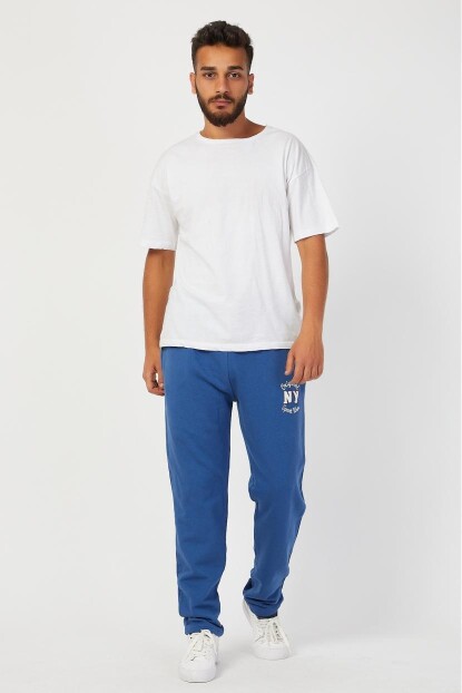 Erkek Düz Paça Nakışlı Eşofman Altı