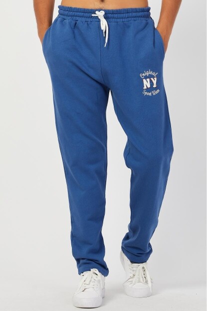 Erkek Düz Paça Nakışlı Eşofman Altı