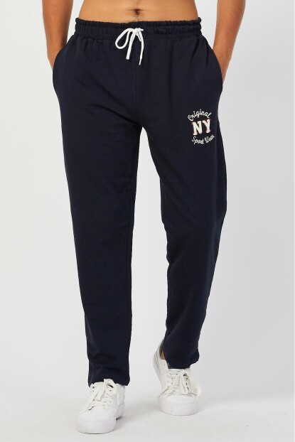 Erkek Düz Paça Nakışlı Eşofman Altı