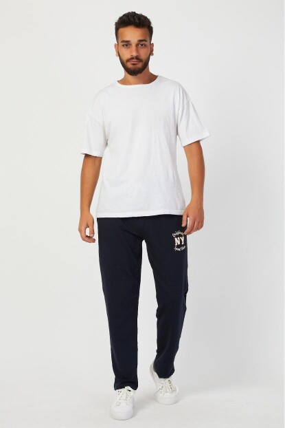 Erkek Düz Paça Nakışlı Eşofman Altı