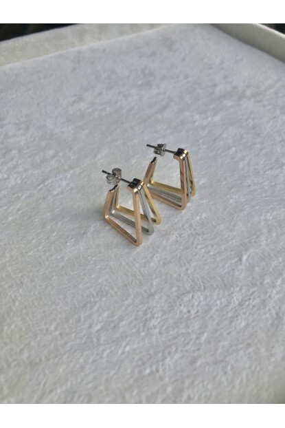 NATURE Çelik 3 Renkli Üçgen  Küpe