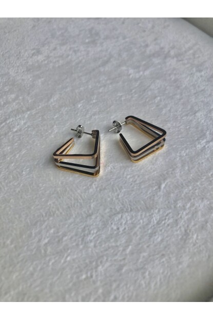 NATURE Çelik 3 Renkli Üçgen  Küpe