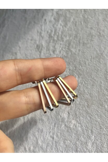 NATURE Çelik 3 Renkli Üçgen  Küpe