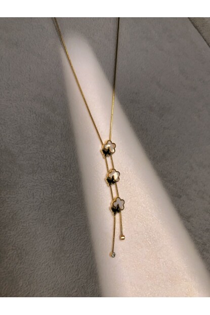 NATURE Çelik Sedef Yonca Kelebekli 48 cm Rose Gold Renk Kolye