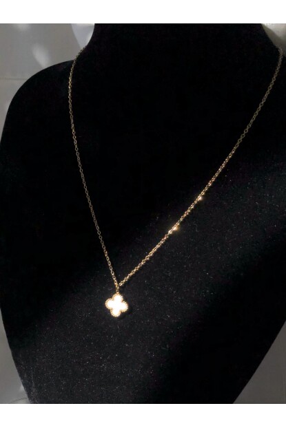 NATURE Çelik  Van Cleef Sedefli 45 cm Gold Renk Yonca Kolye