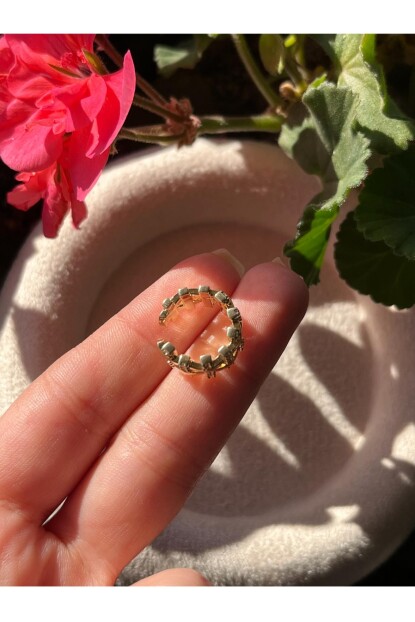 NATURE Çelik Zirkon Taşlı Gold  earcuff