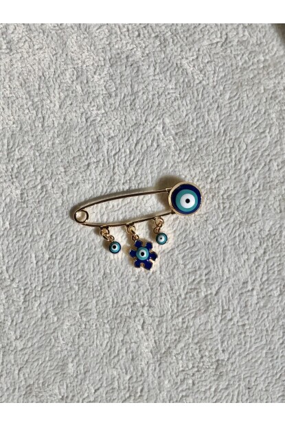 NATURE Cerrahi Çelik Nazar Boncuklu Gold Bebek Yaka İğnesi