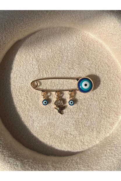 NATURE Cerrahi Çelik Nazar Boncuklu Kuş Bebek Yaka İğnesi 