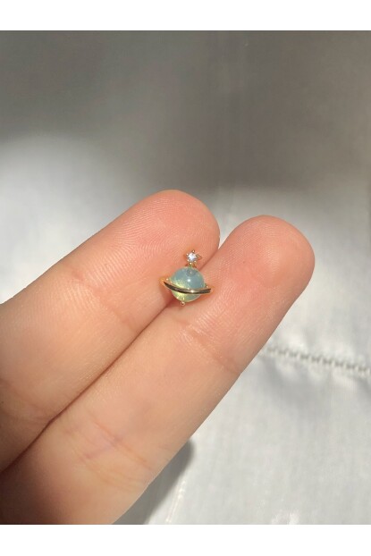 NATURE Cerrahi Çelik  Opal Taşlı Gezegen Gold Renk 1cm  Piercing