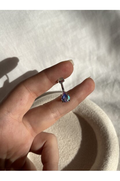 NATURE Cerrahi Çelik Renkli Taşlı Damla Göbek Piercing