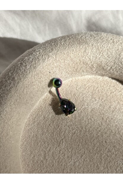 NATURE Cerrahi Çelik Renkli Taşlı Damla Göbek Piercing