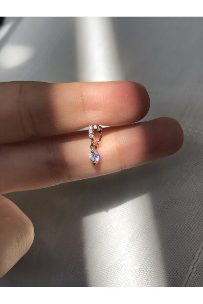 NATURE Cerrahi Çelik Sallantılı Zirkon Taşlı Rose Gold 0,5cm  Halka Piercing