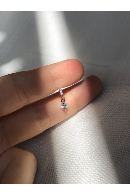 NATURE Cerrahi Çelik Sallantılı Zirkon Taşlı Rose Gold 0,5cm  Halka Piercing