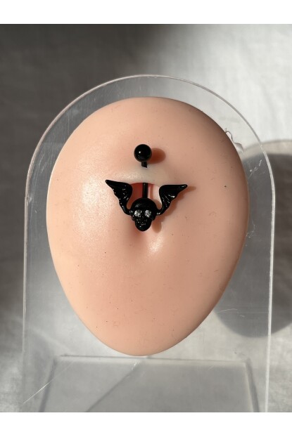 NATURE Cerrahi Çelik Siyah KuruKafa  Göbek Piercing
