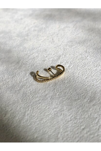 NATURE Cerrahi Çelik Zirkon Sıralı Taşlı Çapraz  Piercing