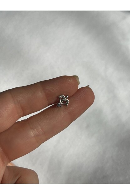 NATURE Cerrahi Çelik Zirkon Taşlı Arkası Düz Eros Ok Piercing,Tragus, Helix, Kıkırdak.