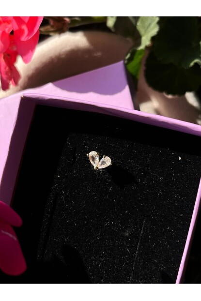 NATURE Cerrahi Çelik Zirkon Taşlı Arkası Düz Kalp Piercing,Tragus, Helix, Kıkırdak.