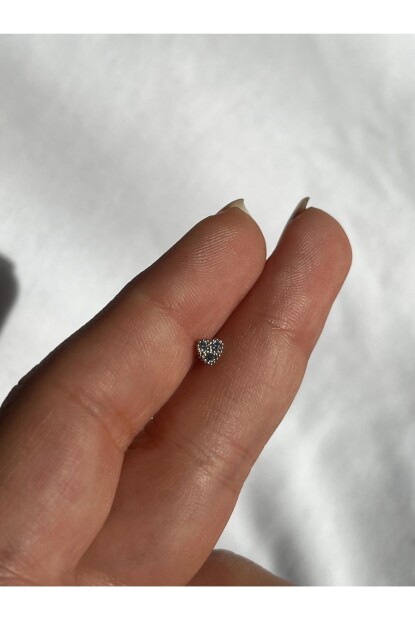 NATURE Cerrahi Çelik Zirkon Taşlı Arkası Düz Küçük Kalp  Piercing,Tragus, Helix, Kıkırdak.