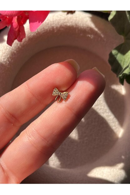 NATURE Cerrahi Çelik Zirkon Taşlı Arkası Düz Kurdele  Piercing,Tragus, Helix, Kıkırdak.