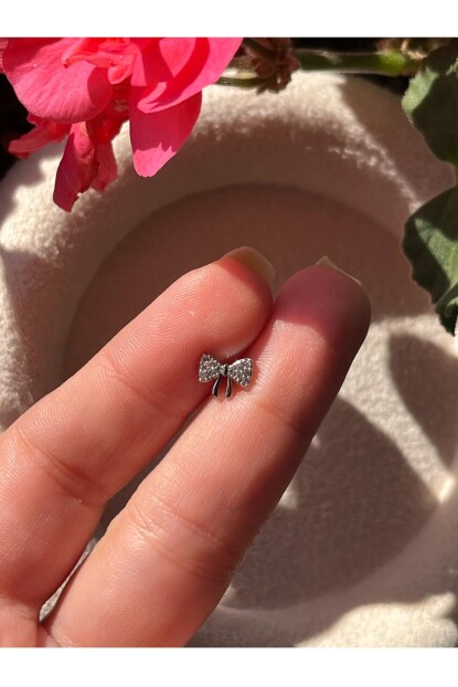 NATURE Cerrahi Çelik Zirkon Taşlı Arkası Düz Kurdele  Piercing,Tragus, Helix, Kıkırdak.
