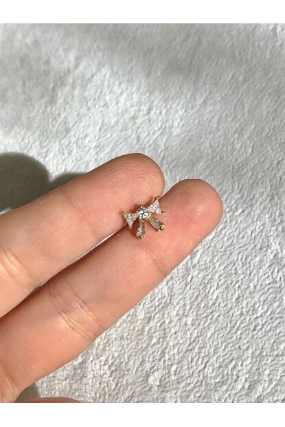 NATURE Cerrahi Çelik Zirkon Taşlı Gold Fiyonk Piercing