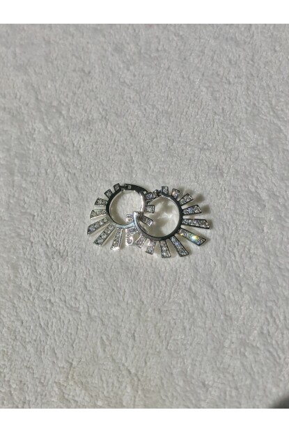 NATURE Cerrahi Çelik Zirkon Taşlı Gümüş Renk Halka Küpe