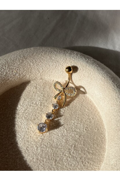 NATURE Cerrahi Çelik Zirkon Taşlı Kurdele Sallantılı Göbek Piercing