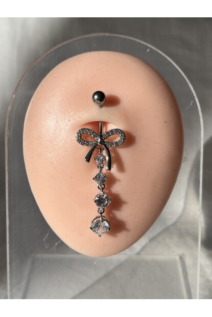NATURE Cerrahi Çelik Zirkon Taşlı Kurdele Sallantılı Göbek Piercing