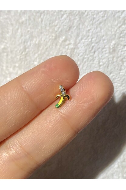NATURE Cerrahi Çelik Zirkon Taşlı Muz  Gold renk 1cm  Piercing