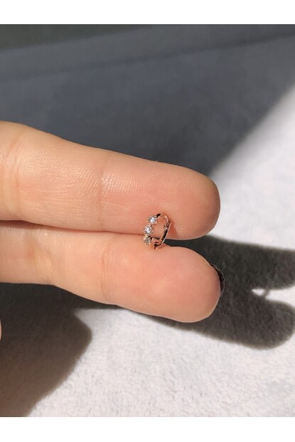 NATURE Cerrahi Çelik Zirkon Taşlı Rose Gold 0,5cm Küçük Halka Piercing