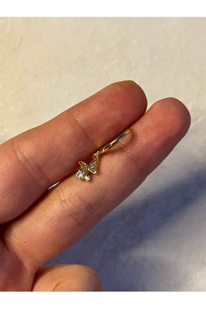 NATURE Cerrahi Çelik Zirkon Taşlı Sallantılı Kelebek Helix Halka Piercing