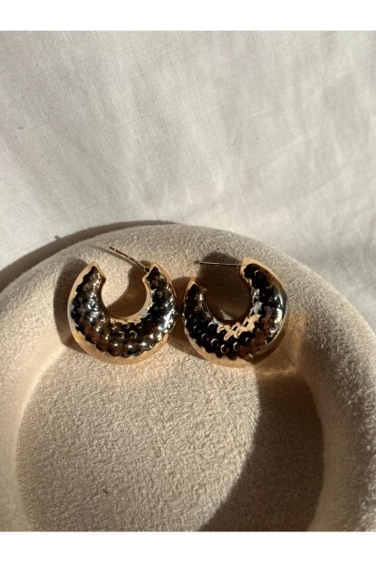 NATURE İki Renkli Kalın Halka  Küpe