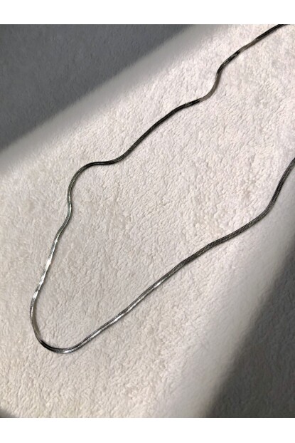 NATURE İnce Düz Yılan 45 cm Gümüş İtalyan Zincir 