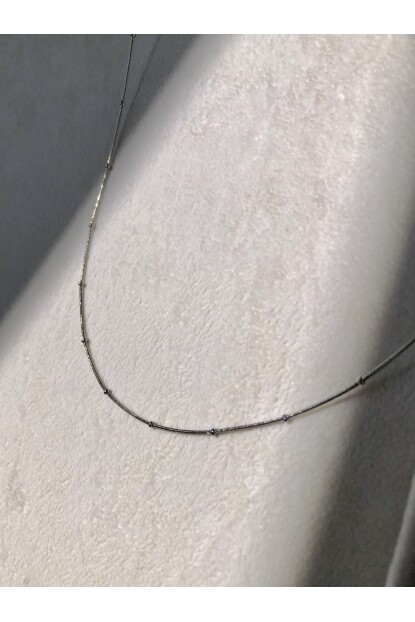 NATURE İnce Topçuklu 45 cm Gümüş Renk Kolye