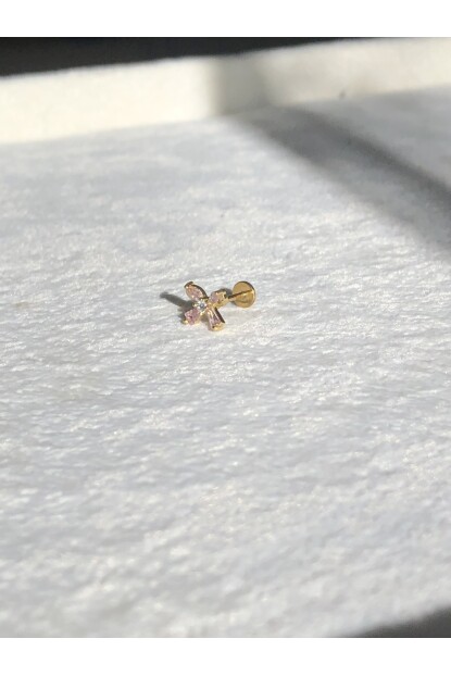 NATURE Pembe Zirkon Taşlı Fiyonk Piercing