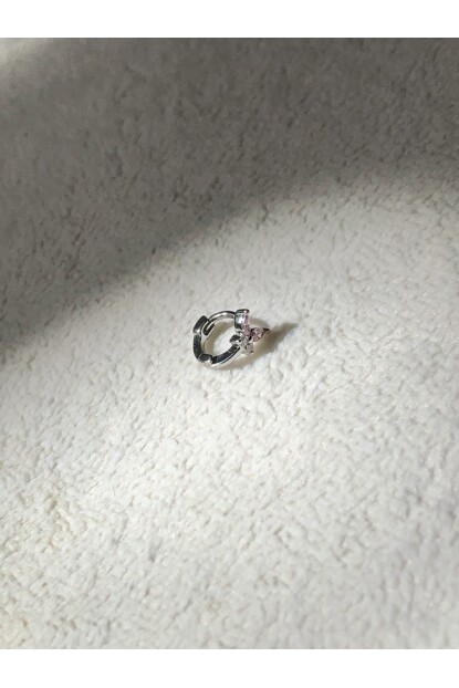 NATURE Pembe Zirkon Taşlı Kelebek  0,5 Gümüş Halka Piercing