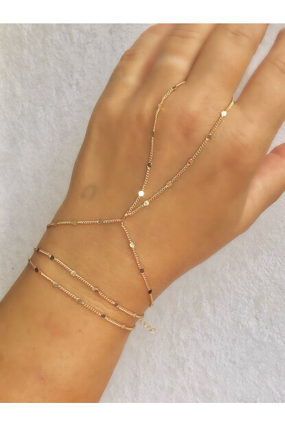 NATURE Pırıltılı İnce Gold Renk Şahmeran Bileklik