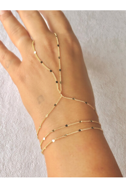 NATURE Pırıltılı İnce Gold Renk Şahmeran Bileklik