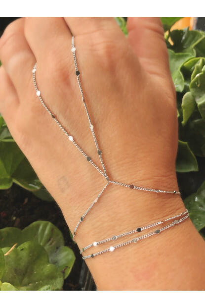 NATURE Pırıltılı İnce Gümüş Renk Şahmeran Bileklik