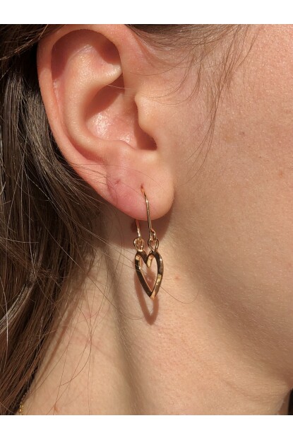 NATURE Sallantılı Gold  Renk Kalp Küpe