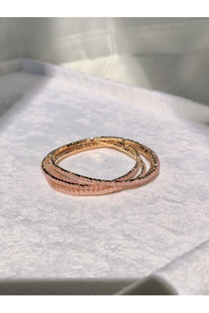NATURE Tam Tur Zirkon Pembe Taşlı Esnek Rose Gold Renk Su Yolu Bileklik