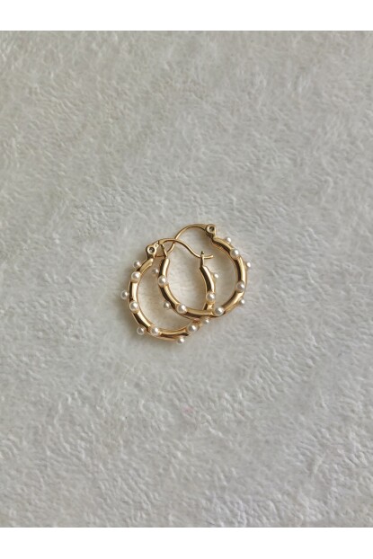 NATURE Xuping Çelik Rose Gold Renk İncili Halka  Küpe