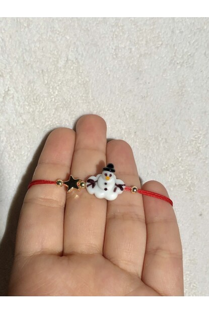 NATURE Yılbaşı Temalı Kardan Adam Figürlü Murano Boncuk İp  Bileklik