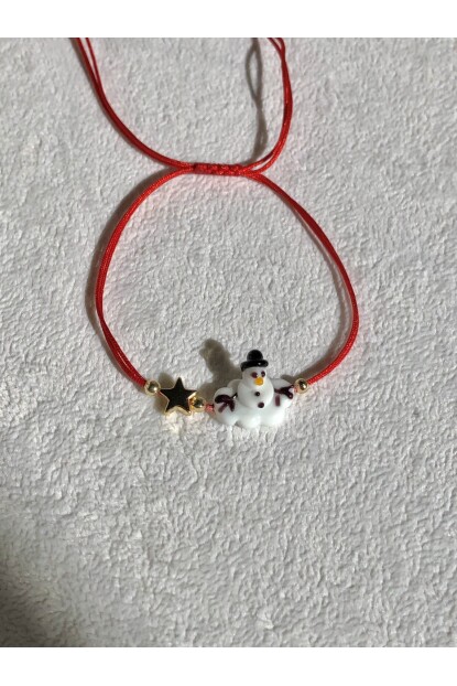NATURE Yılbaşı Temalı Kardan Adam Figürlü Murano Boncuk İp  Bileklik