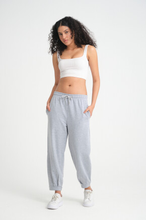 2D2B Kadın Beli Lastikli Paça Detaylı Düz Basic Eşofman Altı